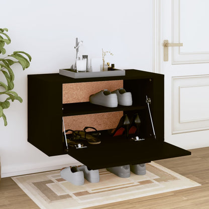 vidaXL Wall-mounted Shoe Cabinet | Black | Engineered wood | Medium