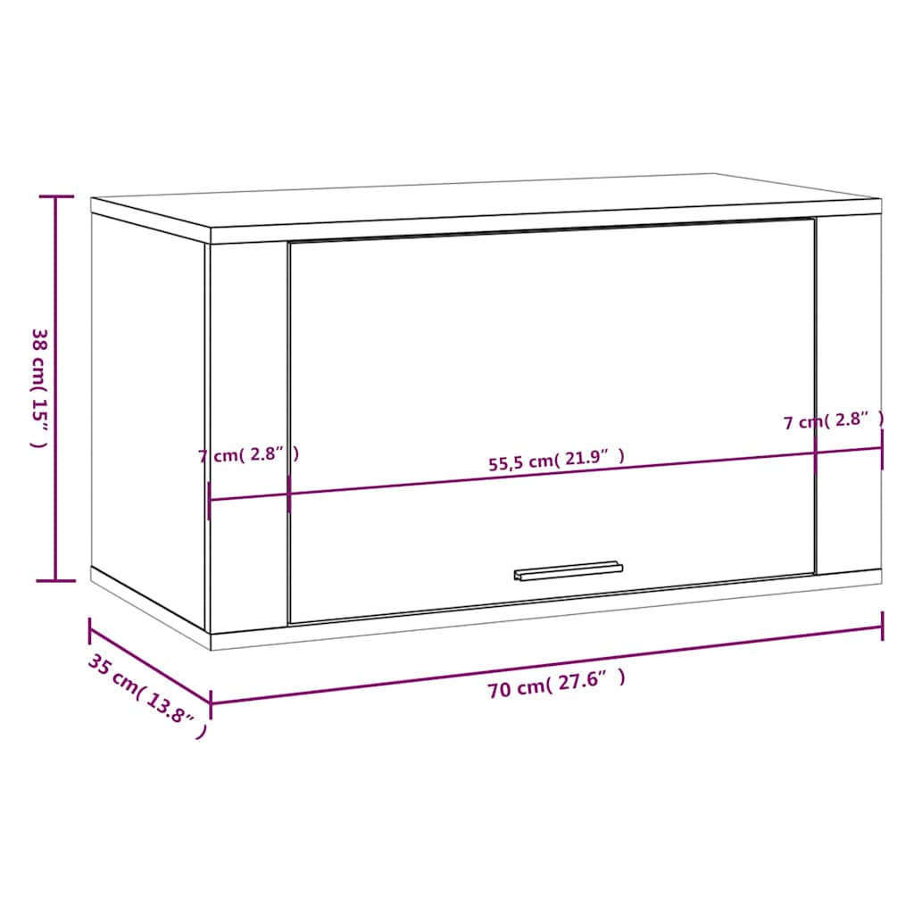 vidaXL Wall-mounted Shoe Cabinet Black 70x35x38 cm Engineered Wood