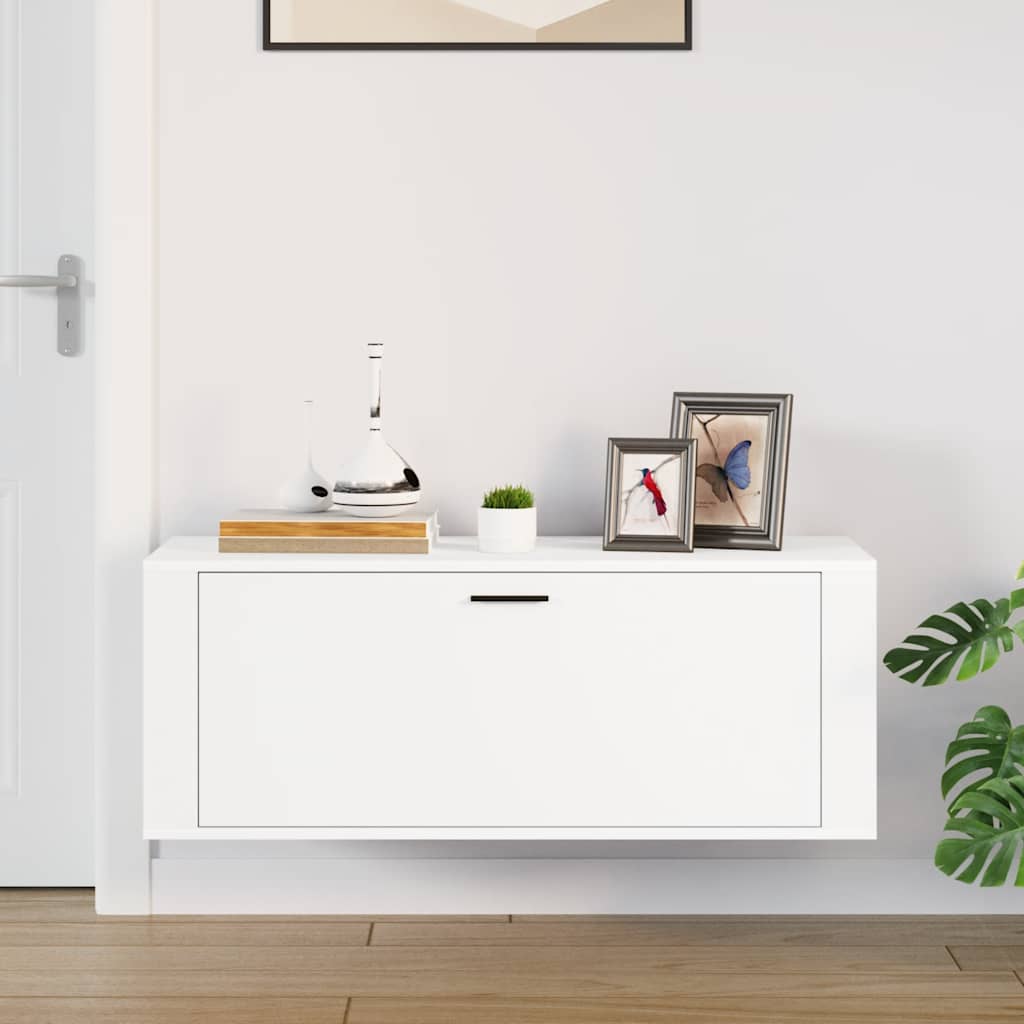 vidaXL Wall Shoe Cabinet White 100x35x38 cm Engineered Wood