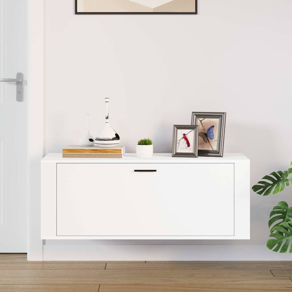 vidaXL Wall Shoe Cabinet White 100x35x38 cm Engineered Wood