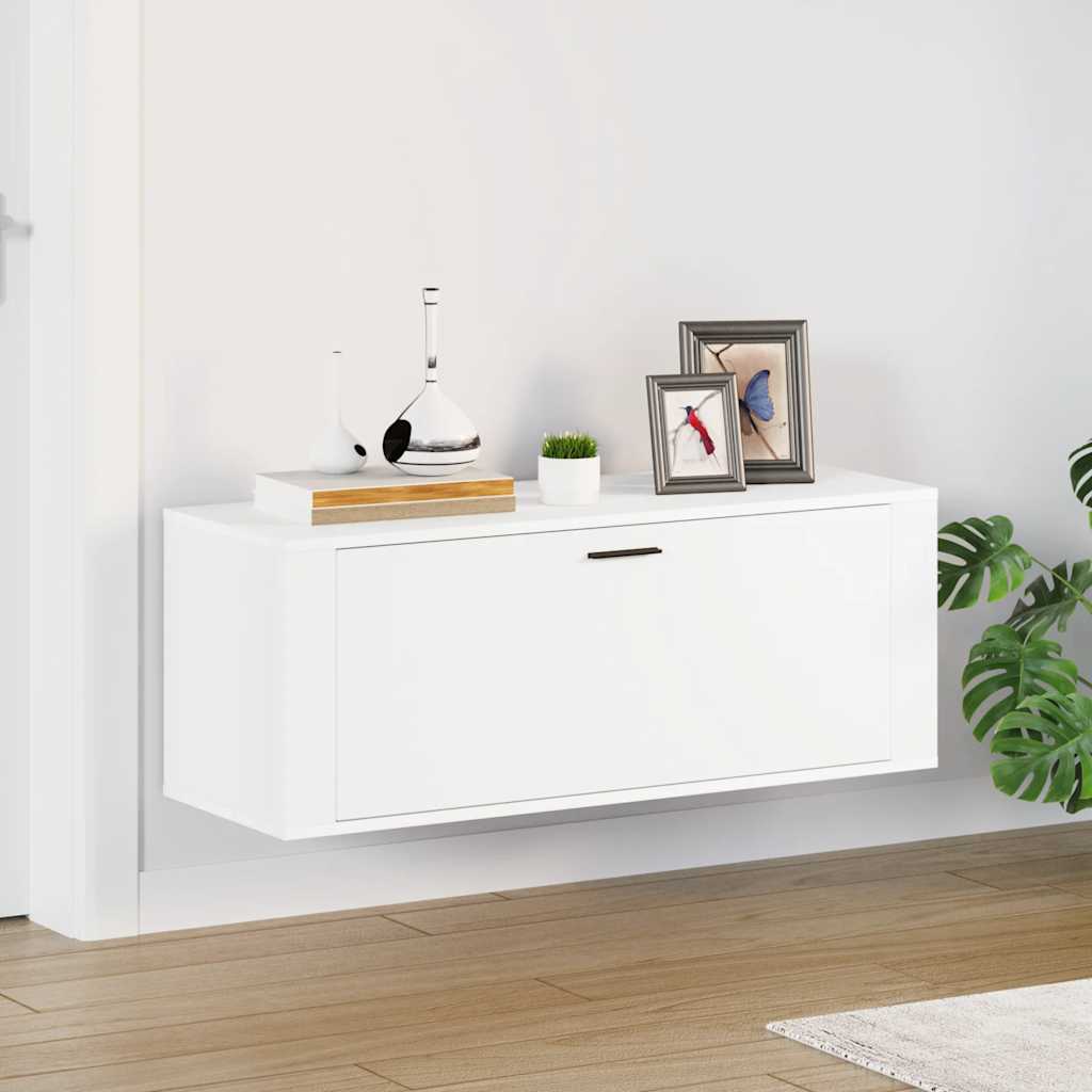 vidaXL Wall Shoe Cabinet White 100x35x38 cm Engineered Wood