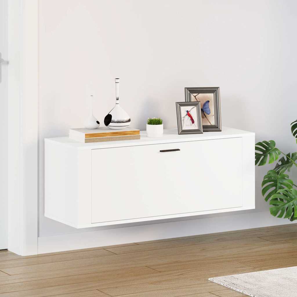 vidaXL Wall Shoe Cabinet White 100x35x38 cm Engineered Wood