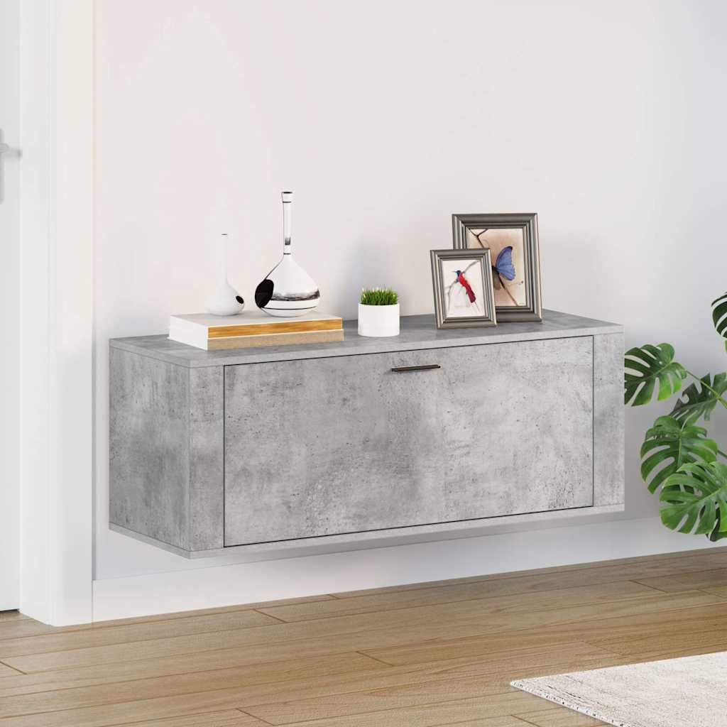 vidaXL Wall Shoe Cabinet Concrete Grey 100x35x38 cm Engineered Wood