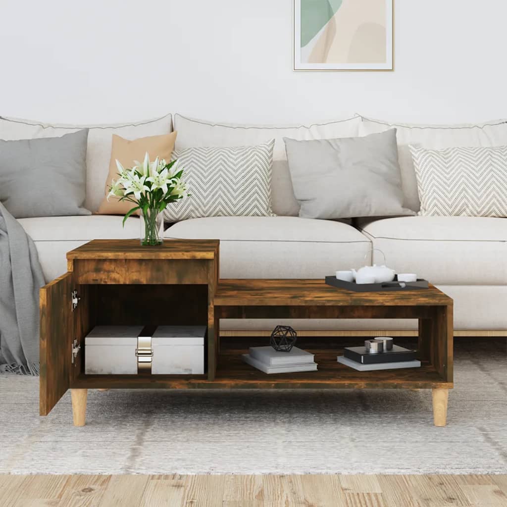 vidaXL Coffee Table Smoked Oak 100x50x45 cm Engineered Wood