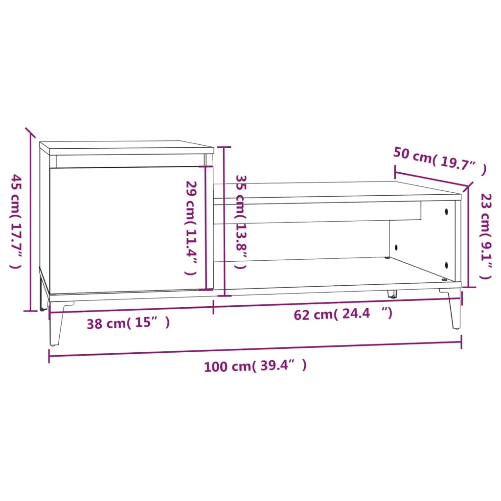 vidaXL Coffee Table White 100x50x45 cm Engineered Wood