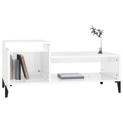 vidaXL Coffee Table High Gloss White 100x50x45 cm Engineered Wood