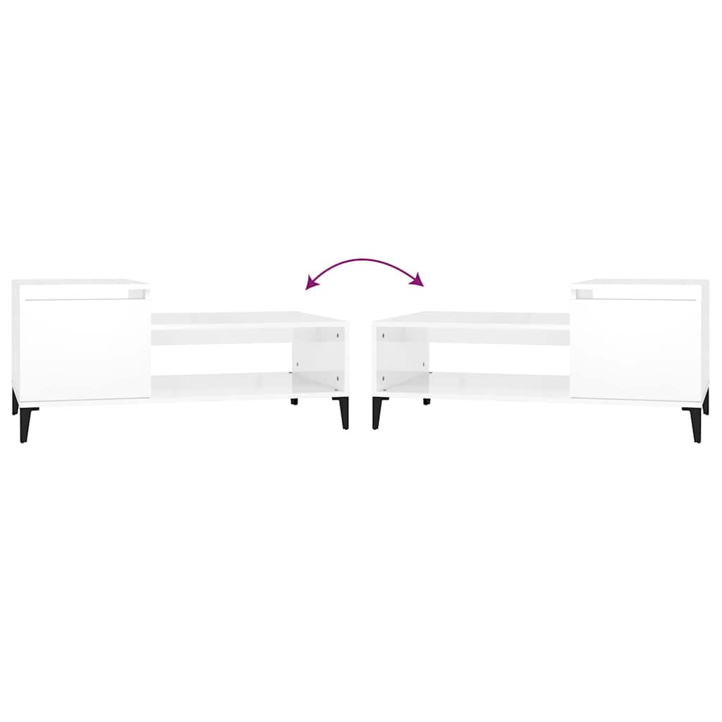vidaXL Coffee Table High Gloss White 100x50x45 cm Engineered Wood