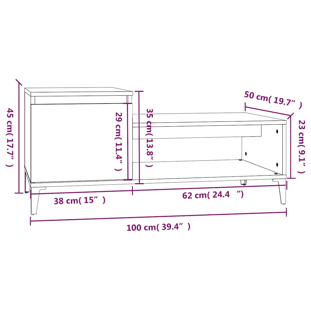 vidaXL Coffee Table High Gloss White 100x50x45 cm Engineered Wood