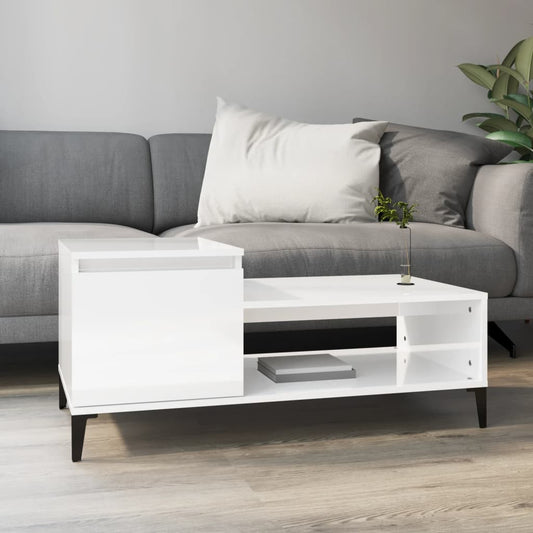 vidaXL Coffee Table High Gloss White 100x50x45 cm Engineered Wood