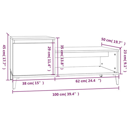 vidaXL Coffee Table Smoked Oak 100x50x45 cm Engineered Wood