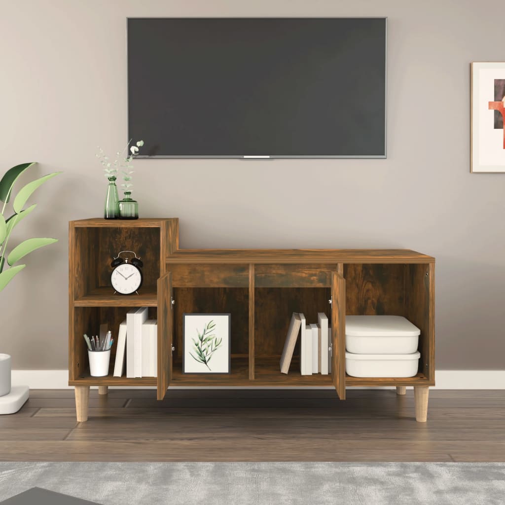 vidaXL TV Cabinet Smoked Oak 100x35x55 cm Engineered Wood