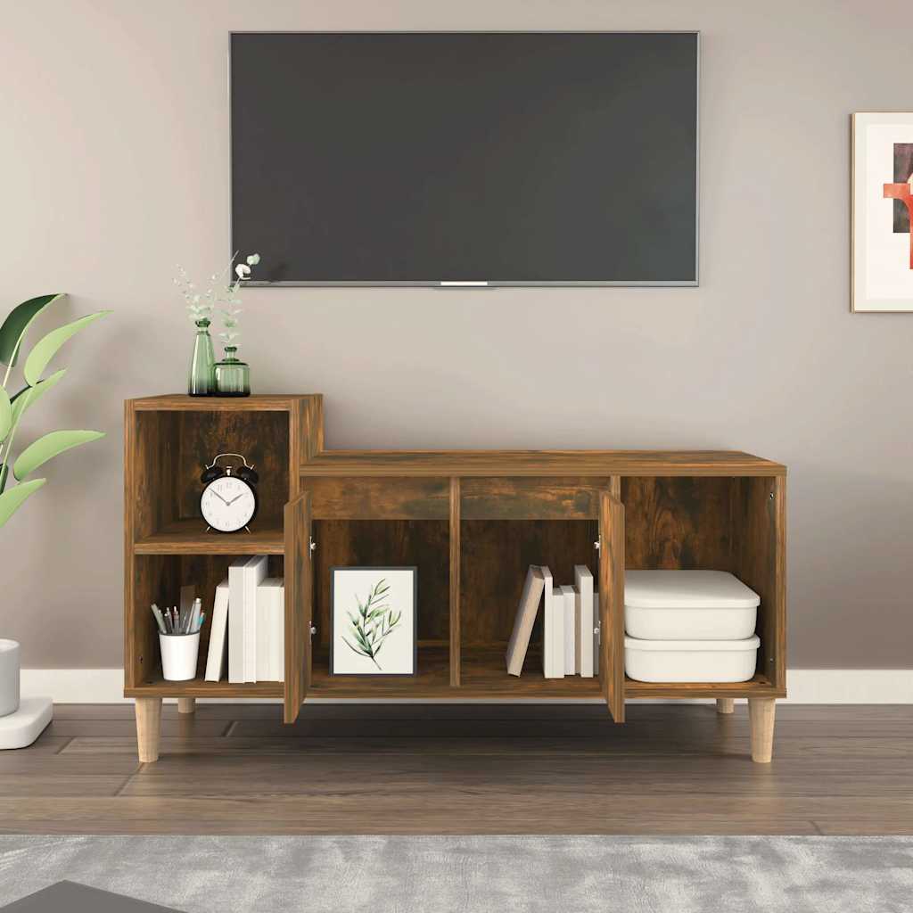vidaXL TV Cabinet Smoked Oak 100x35x55 cm Engineered Wood