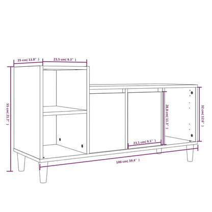 vidaXL TV Cabinet Smoked Oak 100x35x55 cm Engineered Wood