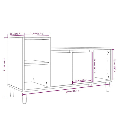 vidaXL TV Cabinet Smoked Oak 100x35x55 cm Engineered Wood