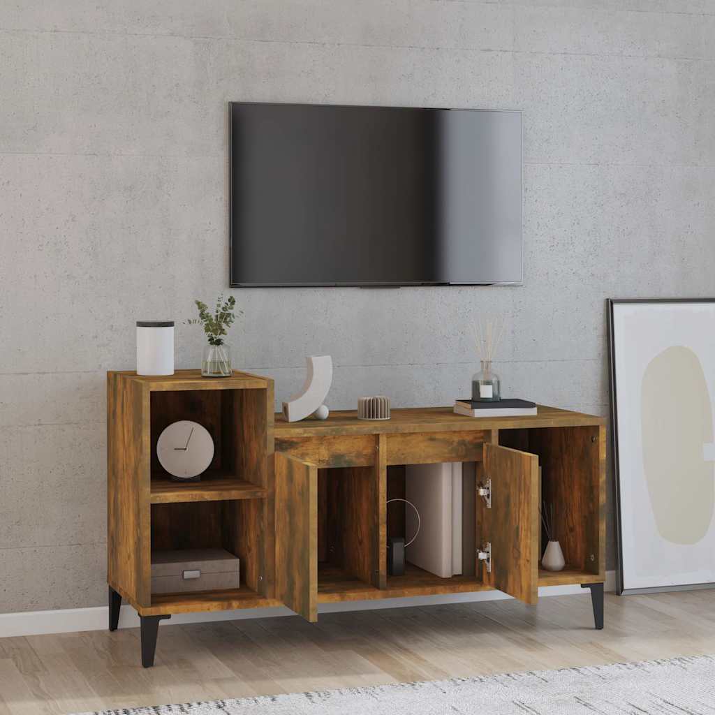 vidaXL TV Cabinet Smoked Oak 100x35x55 cm Engineered Wood