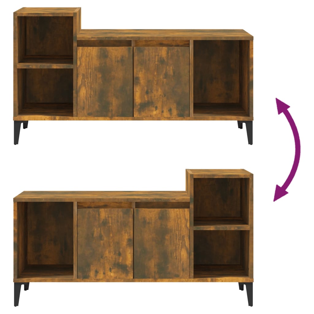 vidaXL TV Cabinet Smoked Oak 100x35x55 cm Engineered Wood