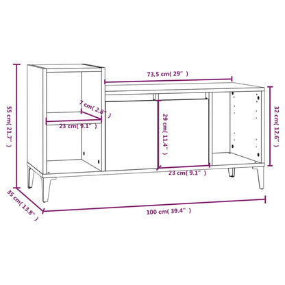 vidaXL TV Cabinet Smoked Oak 100x35x55 cm Engineered Wood