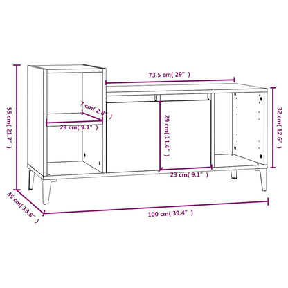 vidaXL TV Cabinet Smoked Oak 100x35x55 cm Engineered Wood