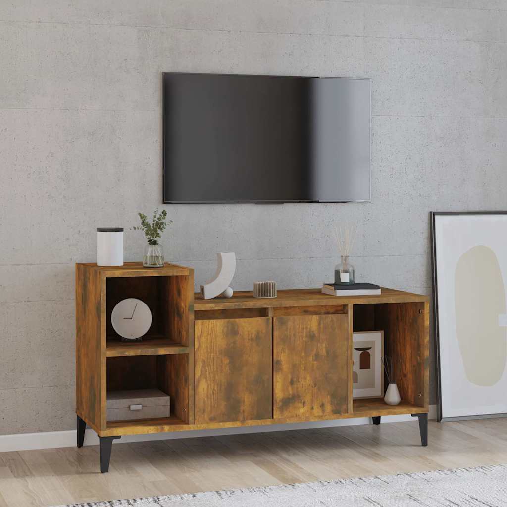 vidaXL TV Cabinet Smoked Oak 100x35x55 cm Engineered Wood
