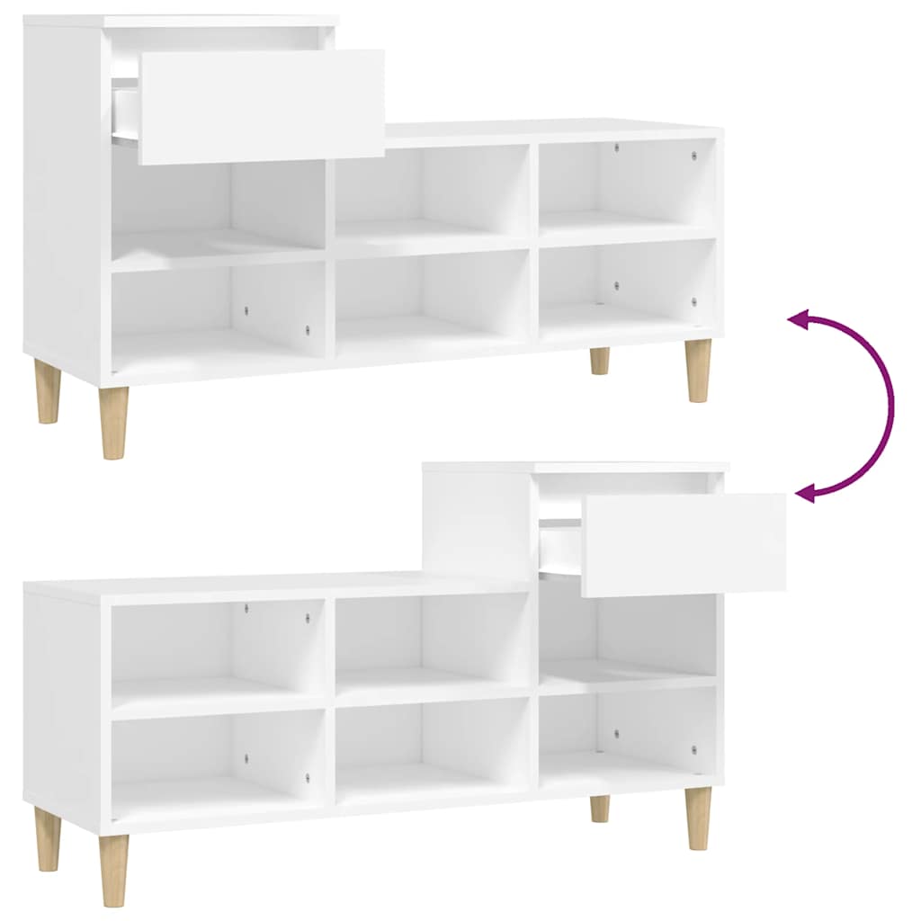 vidaXL Shoe Cabinet White 102x36x60 cm Engineered Wood