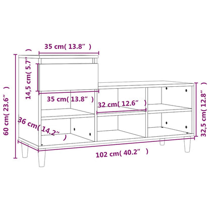 vidaXL Shoe Cabinet White 102x36x60 cm Engineered Wood