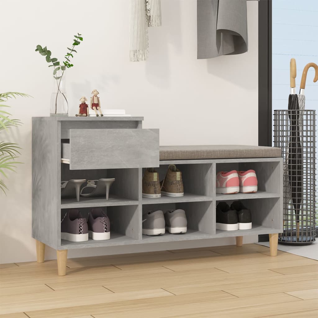 vidaXL Shoe Cabinet Concrete Grey 102x36x60 cm Engineered Wood
