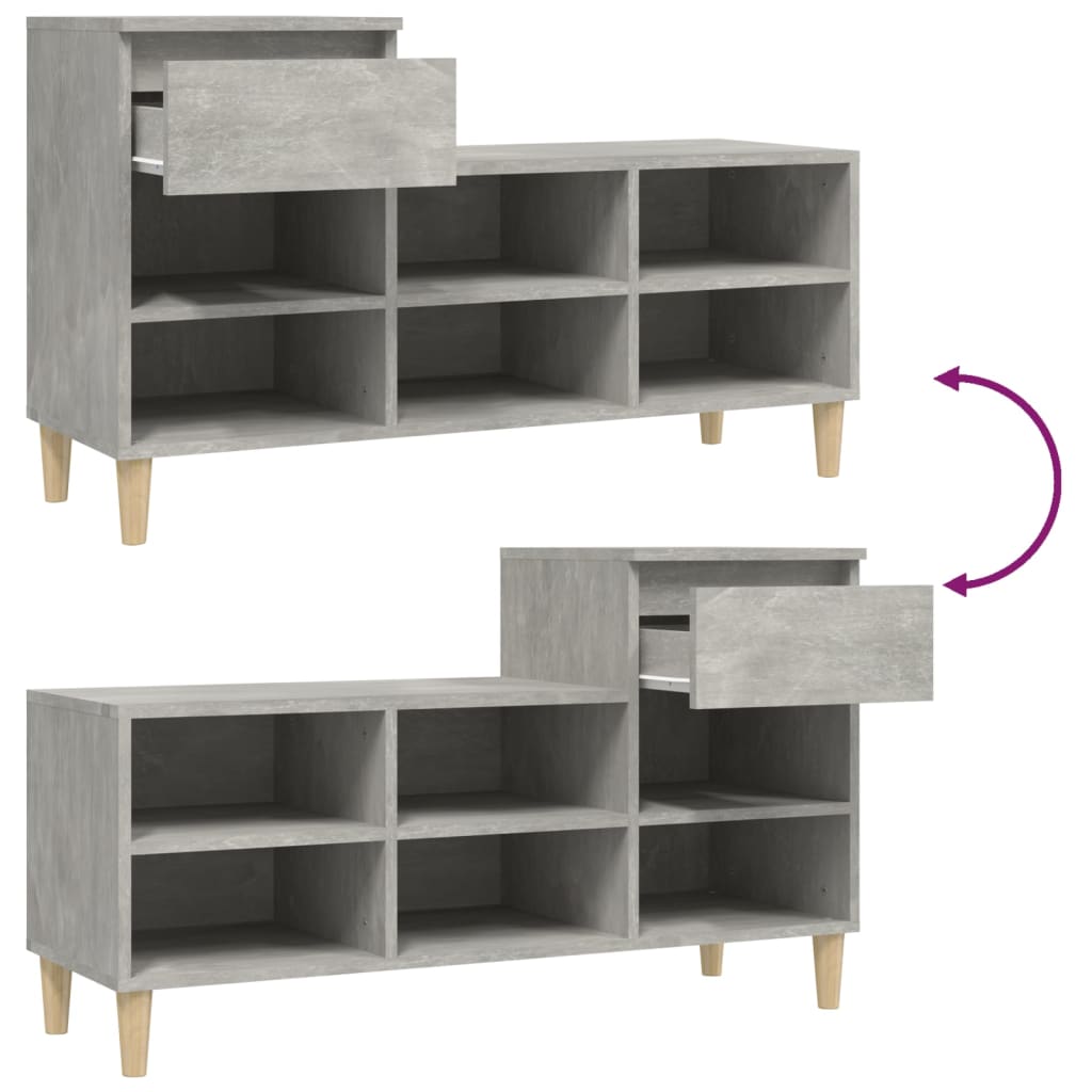 vidaXL Shoe Cabinet Concrete Grey 102x36x60 cm Engineered Wood