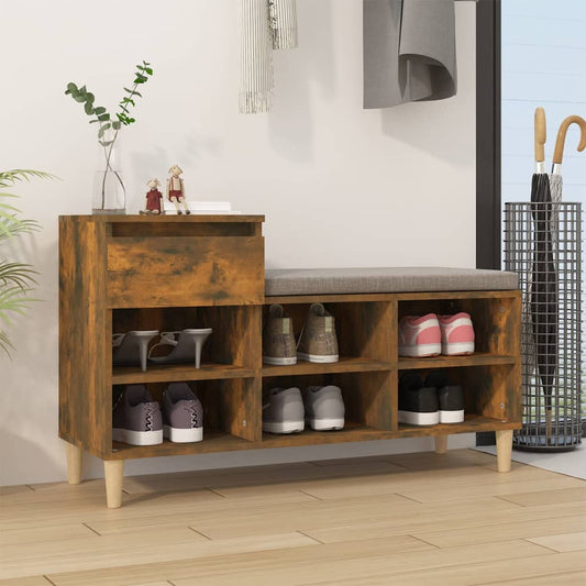 vidaXL Shoe Cabinet Smoked Oak 102x36x60 cm Engineered Wood