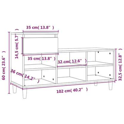 vidaXL Shoe Cabinet Grey Sonoma 102x36x60 cm Engineered Wood