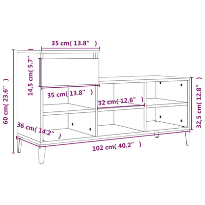 vidaXL Shoe Cabinet White 102x36x60 cm Engineered Wood