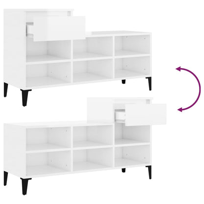 vidaXL Shoe Cabinet High Gloss White 102x36x60 cm Engineered Wood