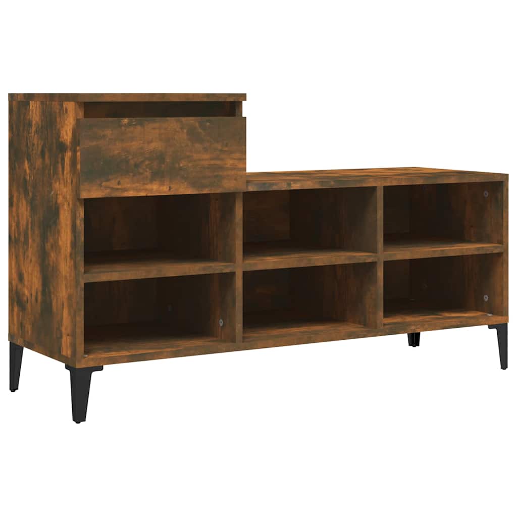 vidaXL Shoe Cabinet Smoked Oak 102x36x60 cm Engineered Wood