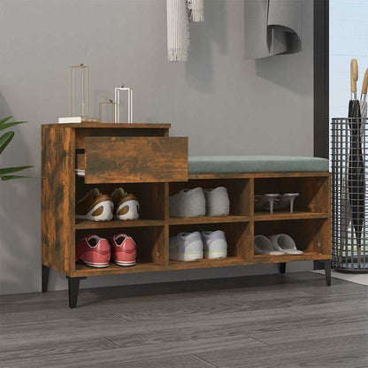 vidaXL Shoe Cabinet Smoked Oak 102x36x60 cm Engineered Wood