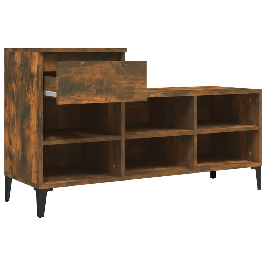 vidaXL Shoe Cabinet Smoked Oak 102x36x60 cm Engineered Wood