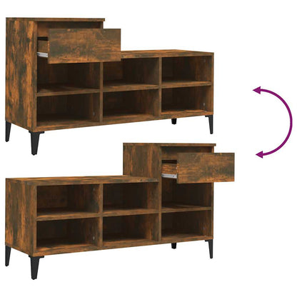 vidaXL Shoe Cabinet Smoked Oak 102x36x60 cm Engineered Wood