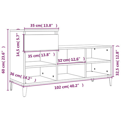vidaXL Shoe Cabinet Smoked Oak 102x36x60 cm Engineered Wood