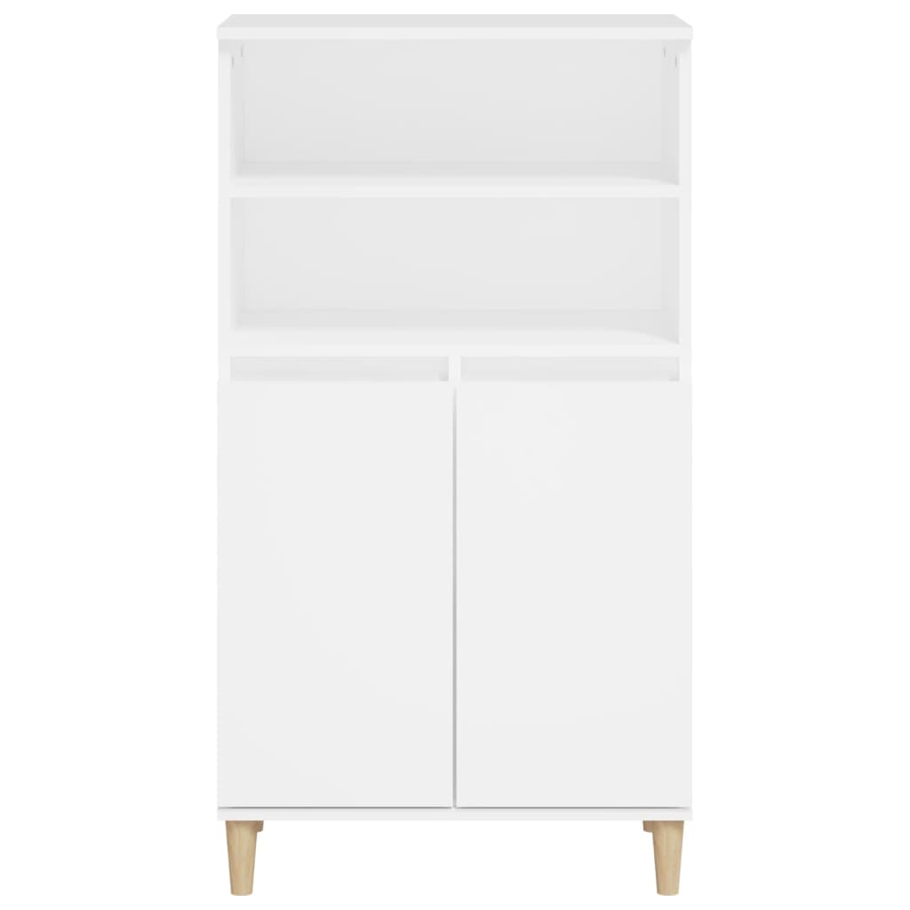 vidaXL Highboard | White | Engineered Wood, Solid Eucalyptus Wood | 110 cm High