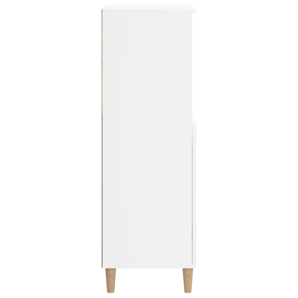 vidaXL Highboard | White | Engineered Wood, Solid Eucalyptus Wood | 110 cm High