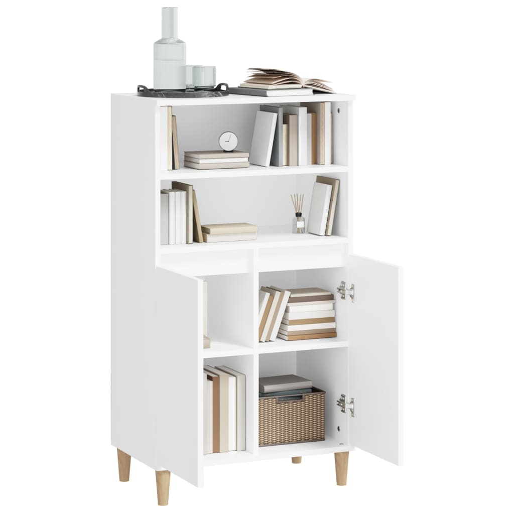 vidaXL Highboard | White | Engineered Wood, Solid Eucalyptus Wood | 110 cm High