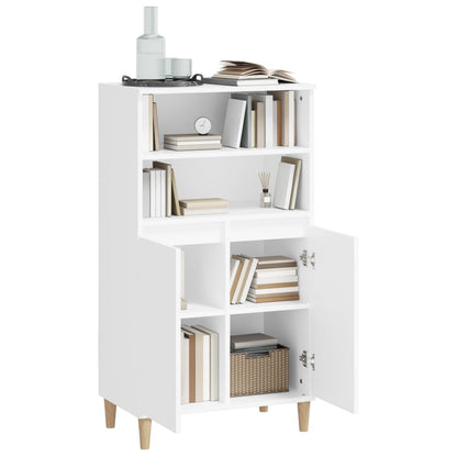 vidaXL Highboard | White | Engineered Wood, Solid Eucalyptus Wood | 110 cm High
