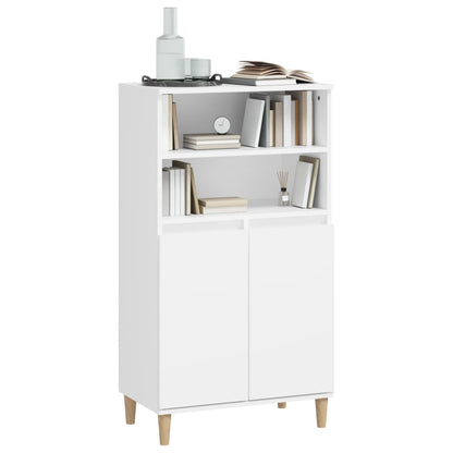vidaXL Highboard | White | Engineered Wood, Solid Eucalyptus Wood | 110 cm High