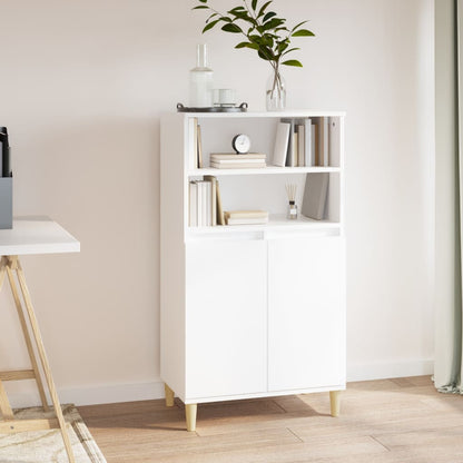 vidaXL Highboard | White | Engineered Wood, Solid Eucalyptus Wood | 110 cm High