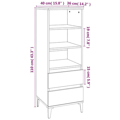 vidaXL Highboard Concrete Grey 40x36x110 cm Engineered Wood