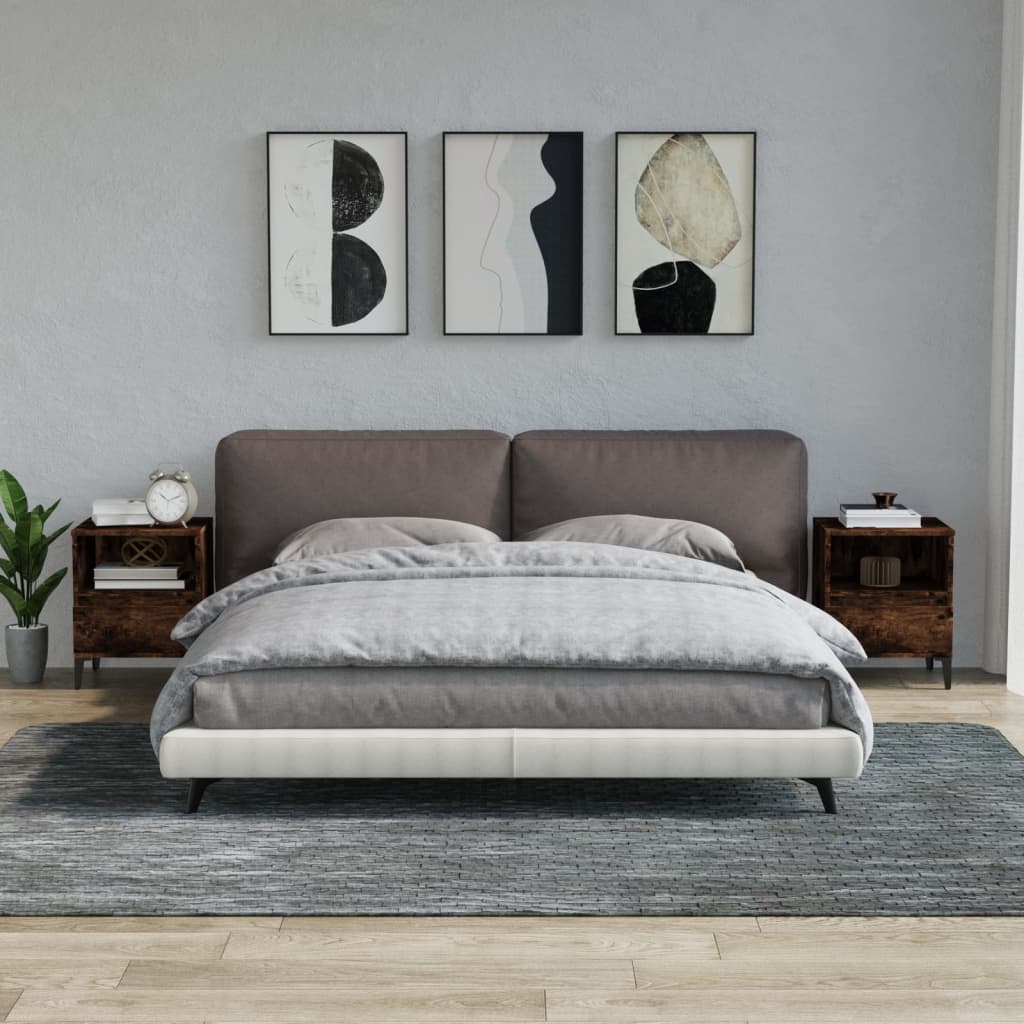 vidaXL Bedside Cabinets 2 pcs Smoked Oak 40x35x50 cm