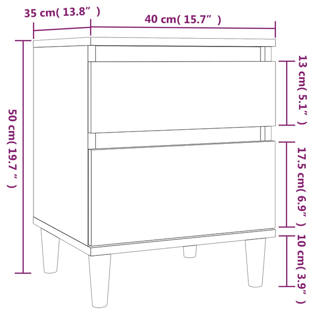 vidaXL Bedside Cabinets 2 pcs Concrete Grey 40x35x50 cm
