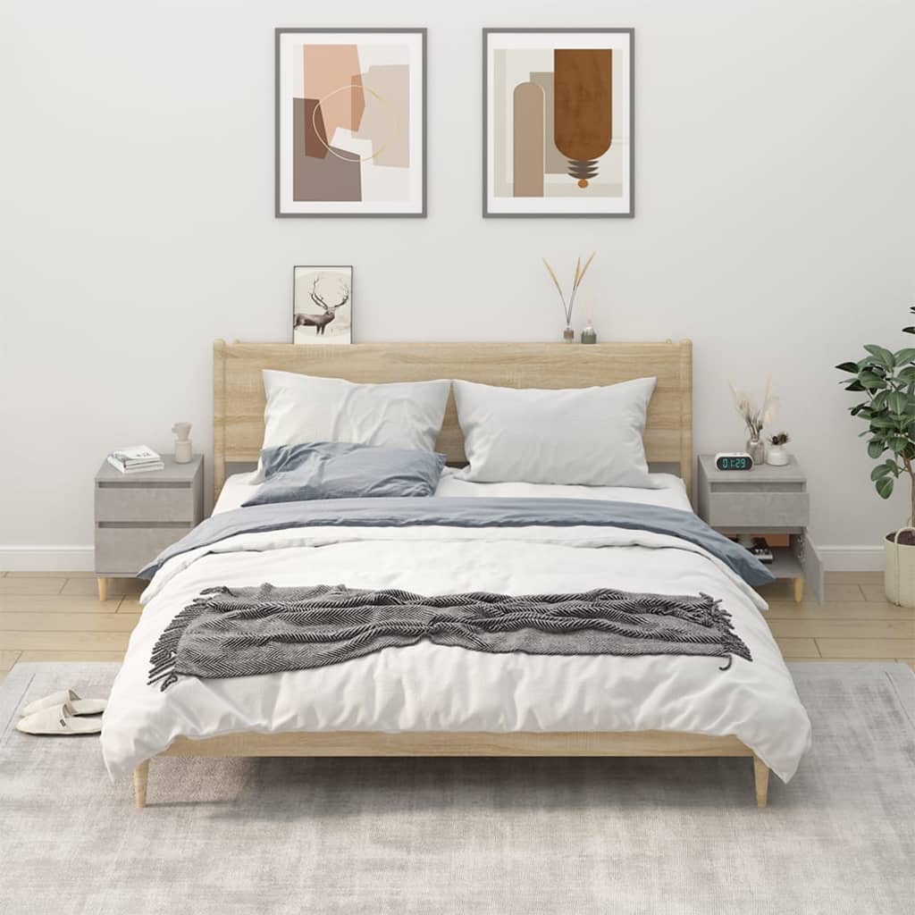 vidaXL Bedside Cabinets 2 pcs Concrete Grey 40x35x50 cm