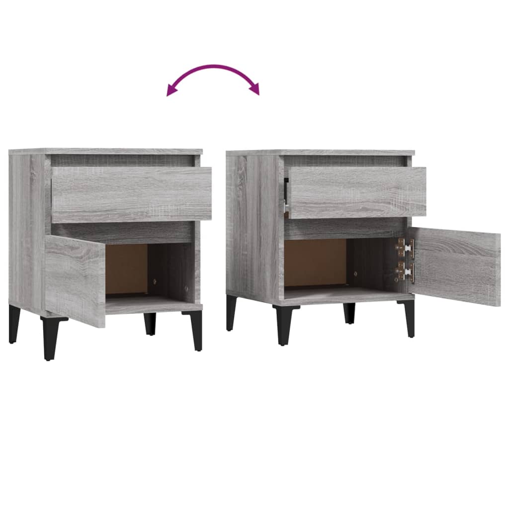 vidaXL Bedside Cabinets 2 pcs Grey Sonoma 40x35x50 cm