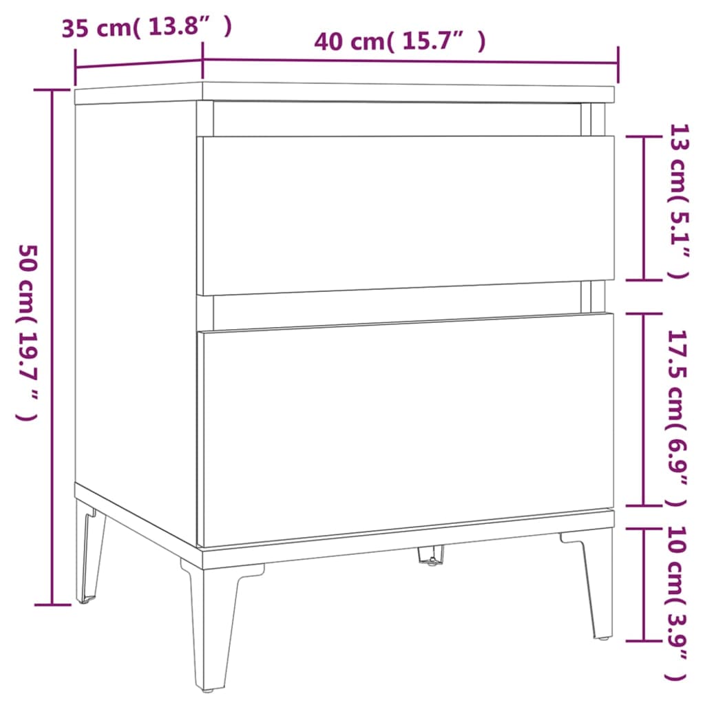 vidaXL Bedside Cabinets 2 pcs Grey Sonoma 40x35x50 cm