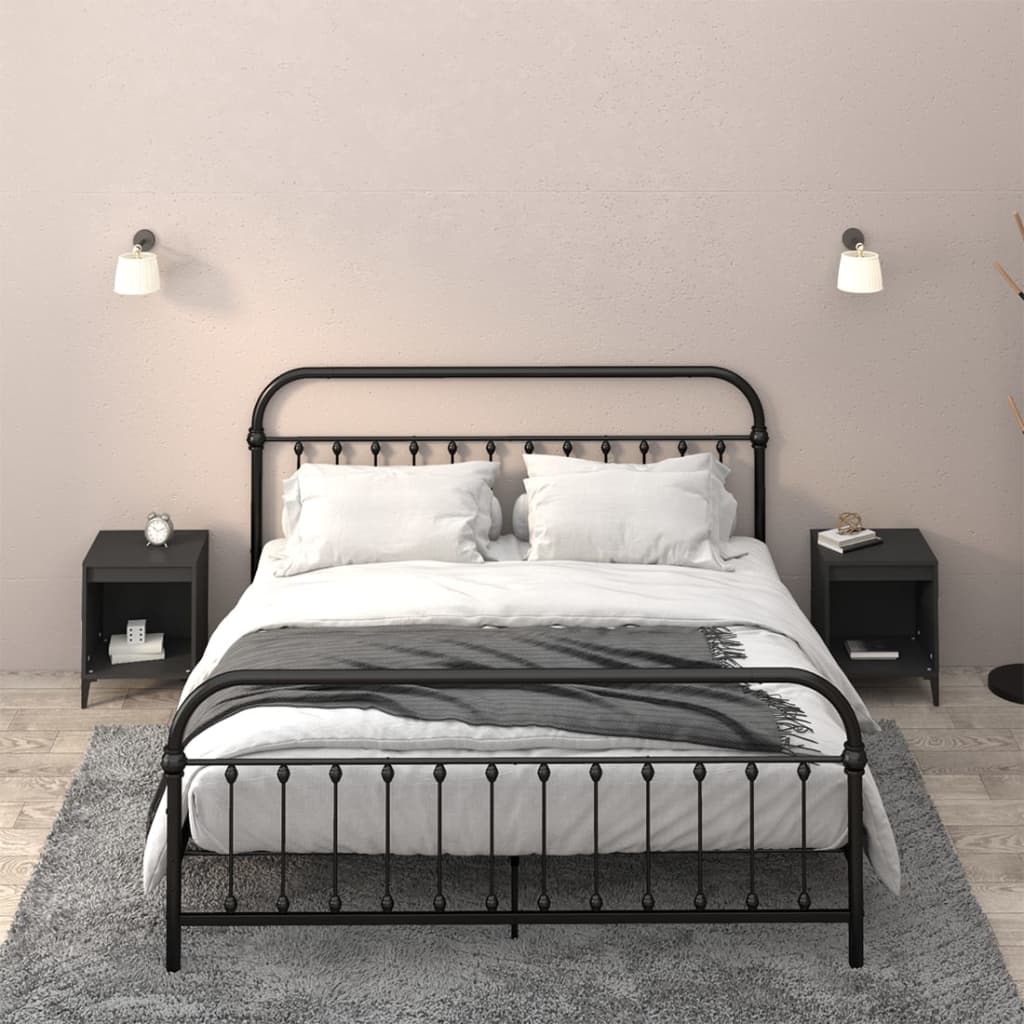 vidaXL Bedside Cabinets 2 pcs Black 40x35x50 cm