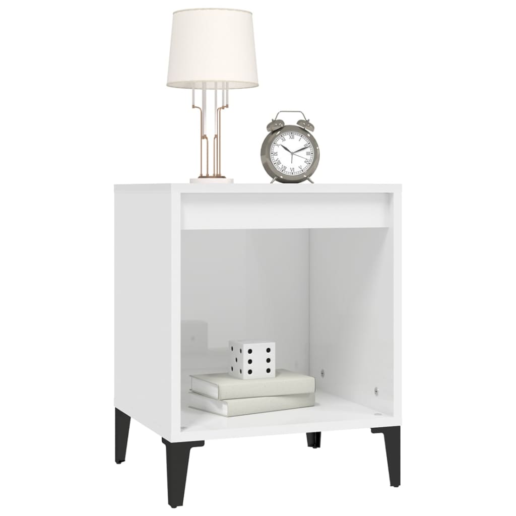 vidaXL Bedside Cabinets 2 pcs High Gloss White 40x35x50 cm